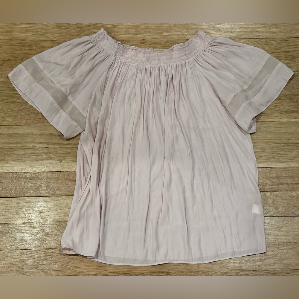 Ramy Brook Blush Pink Silk Drape Pleated Neck Knit Top Small S